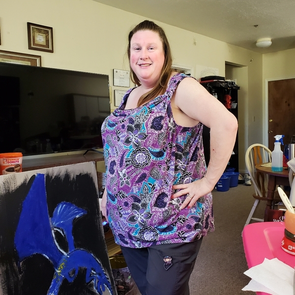 Plus Size Colorful dressy, paisley pattpattern top - Picture 4 of 6